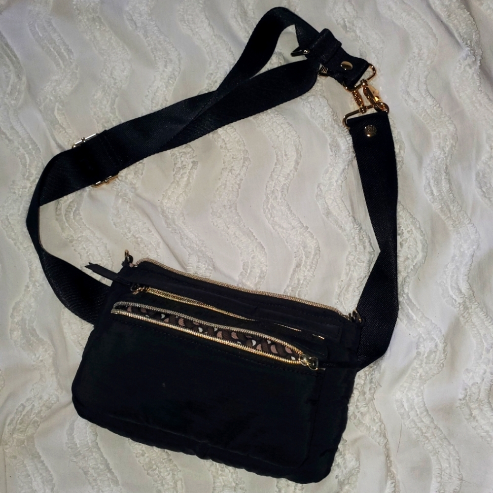Stella & Dot • You Do You Black Gold Belt Bag
